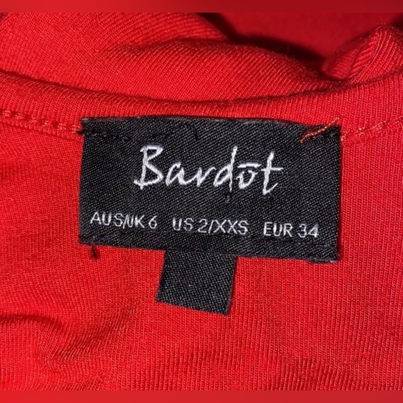 ❤️FINAL SALE❤️ Bardot Red Lace-up Detail Fitted Jersey Midi Dress Size US 2 - Picture 6 of 11